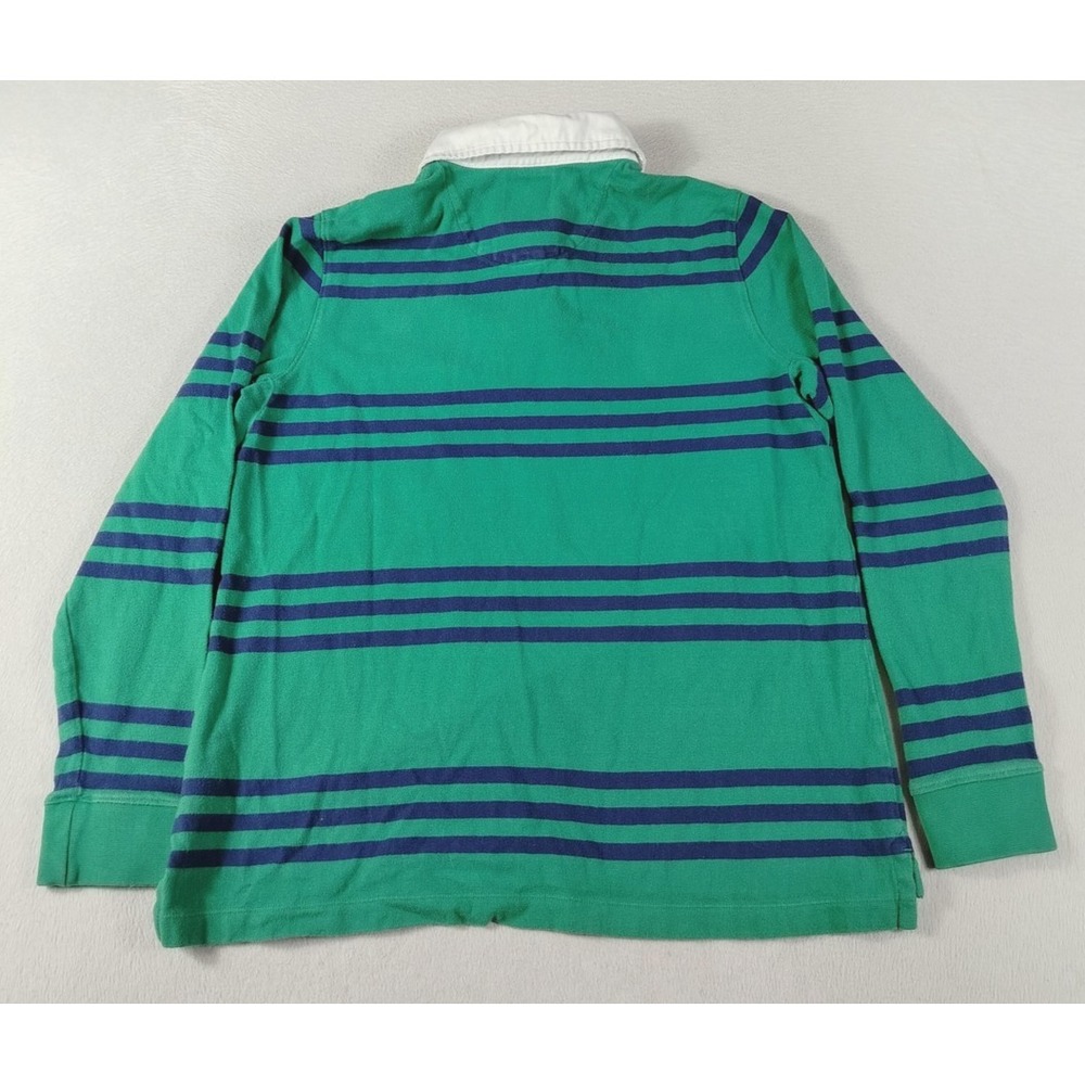 Vintage Lands End Rugby Polo Shirt Youth Medium‎ 10-12 Green Stripe Collared - Picture 2 of 8